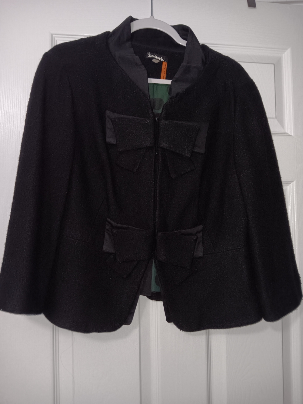 Black Bow-Accent Women's Jacket 10